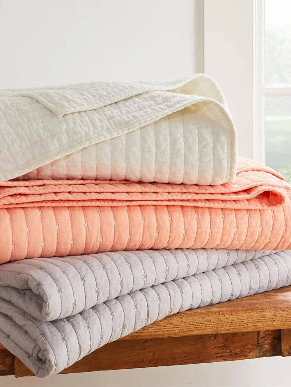 Greenland Home Textured Fashion Bedding Set, 3-Piece King- Monterrey Coral